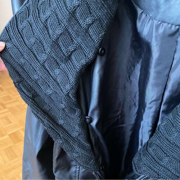 Faux Leather Jacket with Sweater Lapels - Picture 5 of 7